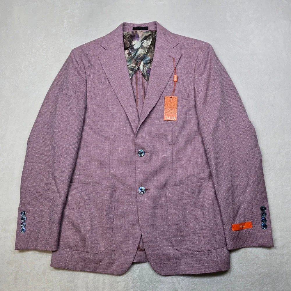 Tallia Slim-Fit Lilac Weave Sport Coat Mens 38R‎ 38 Purple Modern Wool Linen NEW